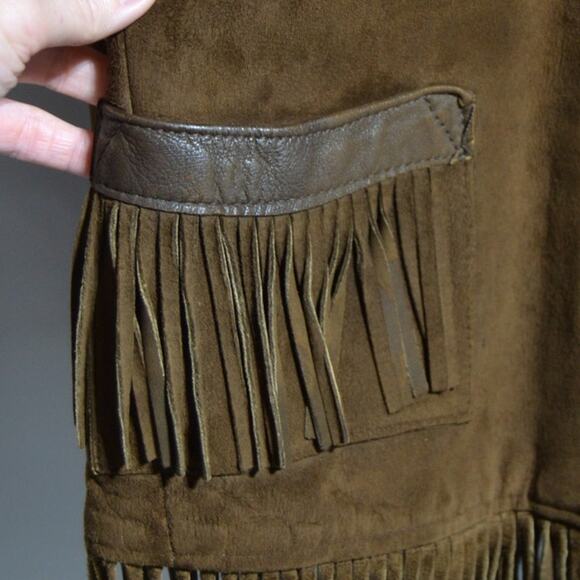 Vintage 1970's Brown Suede Fringe Jacket Size Small - Picture 6 of 13